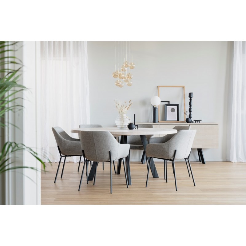 RO Fred Dining Table 160x160 Whitewash/Black